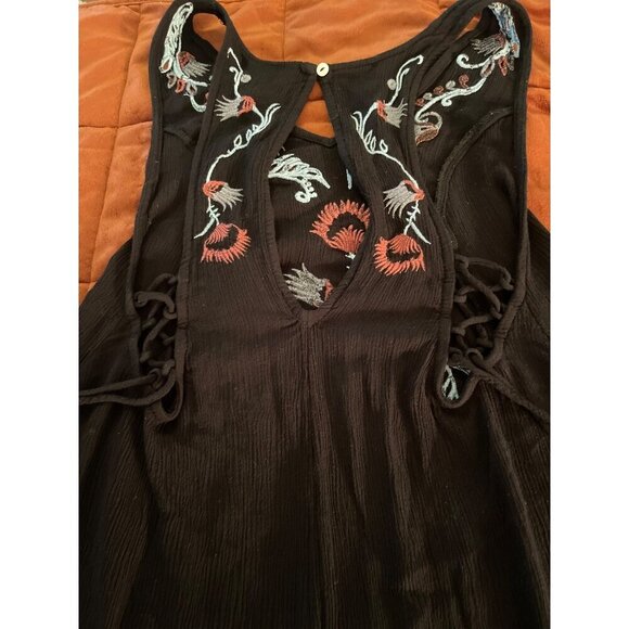 Intimately, free people, halter dress , tassels Boho Black Embroidered Lady Sz S - Picture 11 of 16